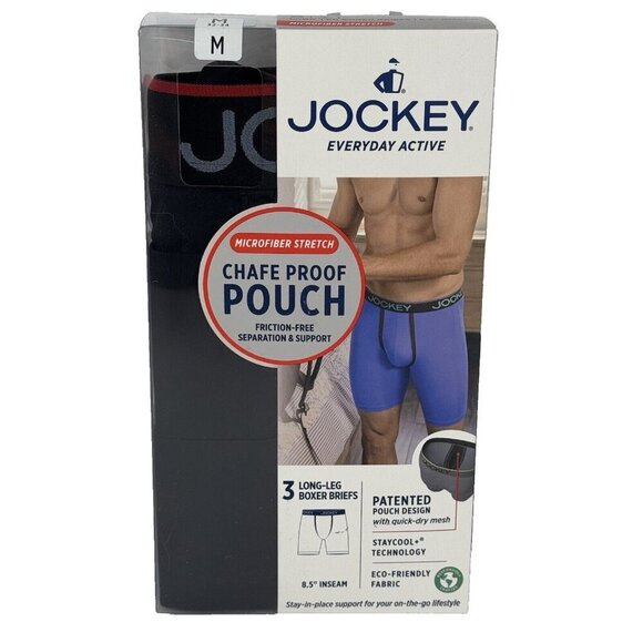 Jockey Other - Jockey NEW Men's M Chafe Proof Pouch 8.5" Inseam Microfiber Boxer Briefs 3-Pack